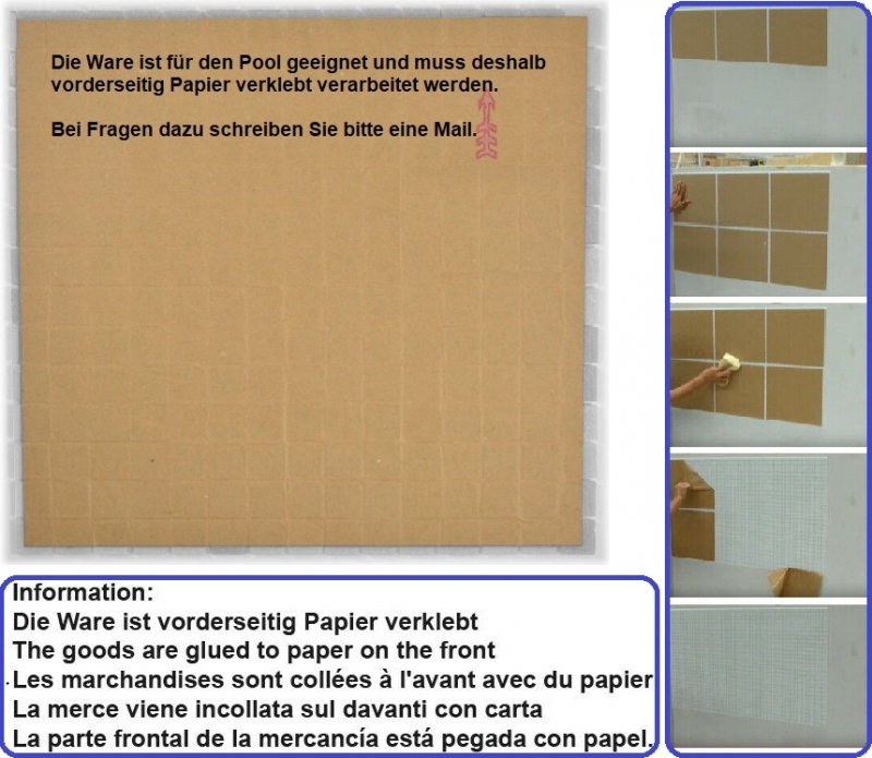 Carreaux de mosaïque Mosaïque de verre Classic Mix verre mix bleu clair 4F collé sur papier Mosaïque de piscine MOS210-PA331_f