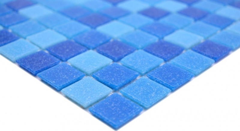 Carreaux de mosaïque Mosaïque de verre Classic Mix verre mix bleu 4F collé sur papier Mosaïque de piscine MOS210-PA335_f
