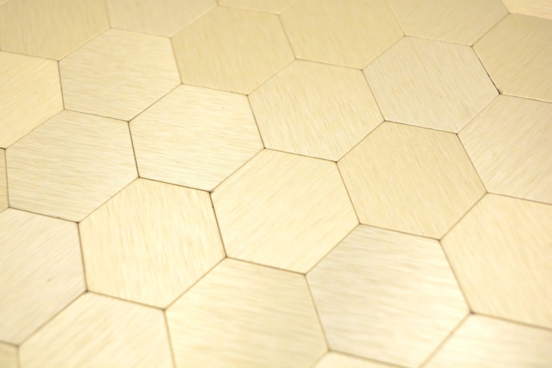 Carreaux de mosaïque Mosaïques autocollantes hexagonales métalliques or cuisine mur MOS200-4GHX_f