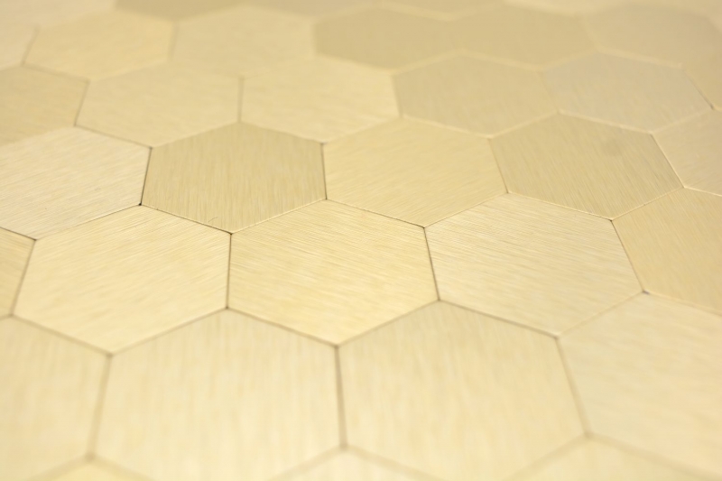 Carreaux de mosaïque Mosaïques autocollantes hexagonales métalliques or cuisine mur MOS200-4GHX_f