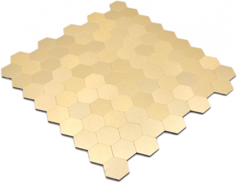 Carreaux de mosaïque Mosaïques autocollantes hexagonales métalliques or cuisine mur MOS200-4GHX_f