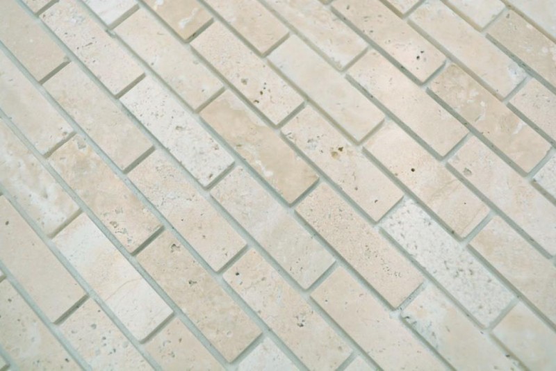 Carreaux de mosaïque Mosaïque autocollante composite Pierre naturelle Travertine beige MOS200-4M92_f
