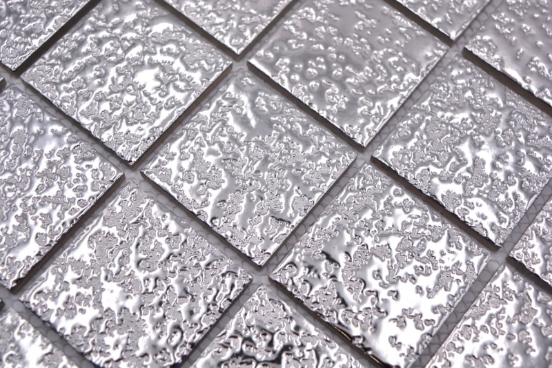 Carreau de mosaïque Céramique Mosaïque uni argent martelé Carreaux de cuisine MOS16-0207_f