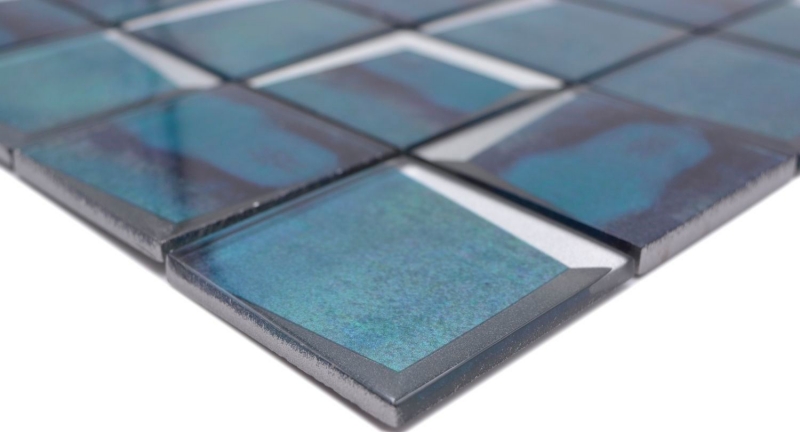 Carreau de mosaïque Mosaïque de verre 3D aspect azur turquoise bleu mur cuisine carrelage MOS88-XB10