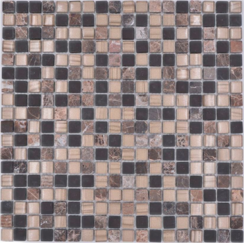 Carreau de mosaïque verre pierre naturelle mosaïque pierre mix brun mat fond de cuisine MOS92-580_f