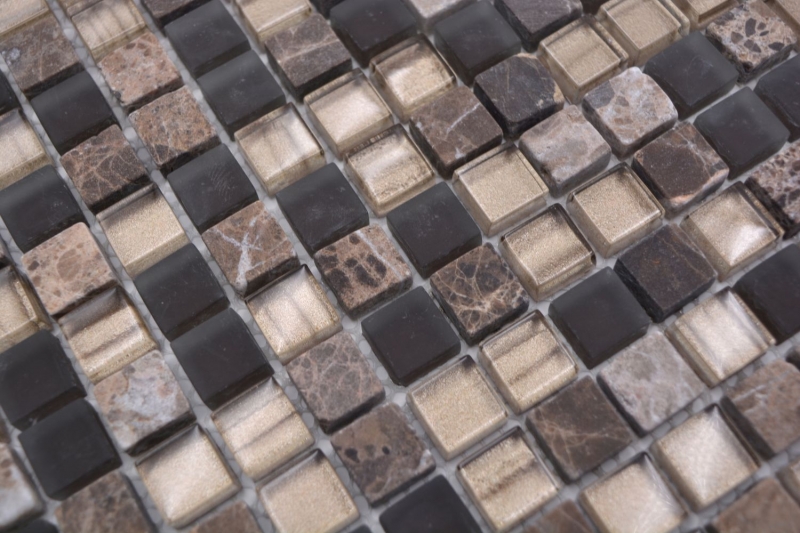 Carreau de mosaïque verre pierre naturelle mosaïque pierre mix brun mat fond de cuisine MOS92-580_f