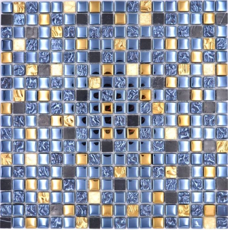 Carreau de mosaïque verre pierre naturelle mosaïque pierre EP mix noir or salle de bain cuisine MOS92-650_f