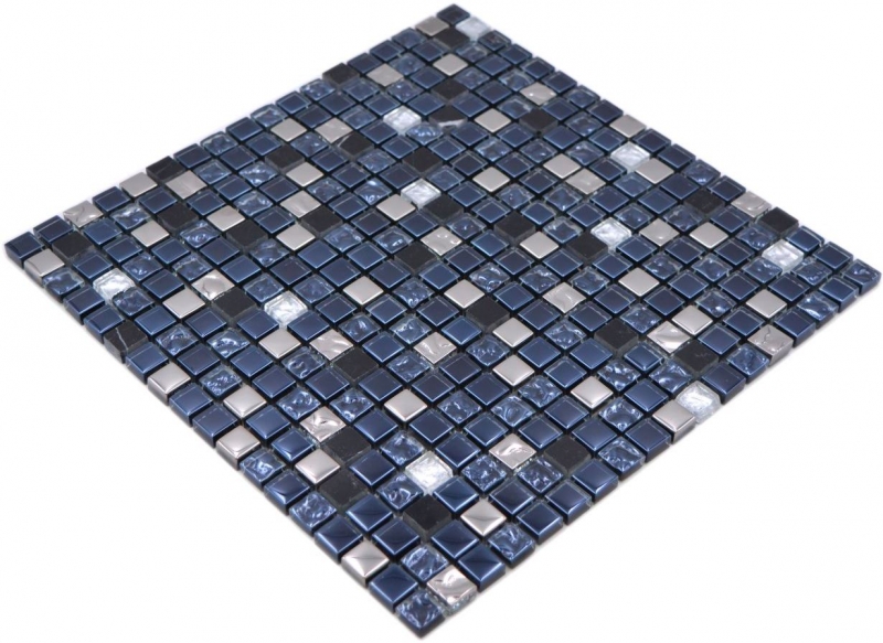 Carreau mosaïque verre pierre naturelle mosaïque pierre EP mix noir argent fond de cuisine MOS92-660_f