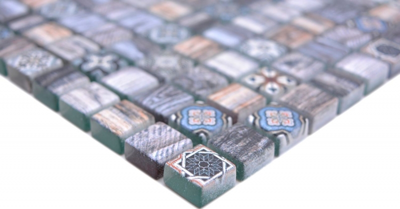 Carreaux de mosaïque Mosaïque de verre Retro wood gris-bleu foncé salle de bains cuisine MOS78-W49_f