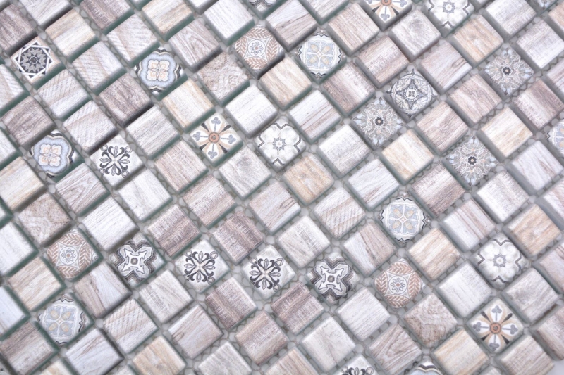 Carreaux de mosaïque Mosaïque de verre Retro wood brun clair carreaux de cuisine MOS78-W79_f