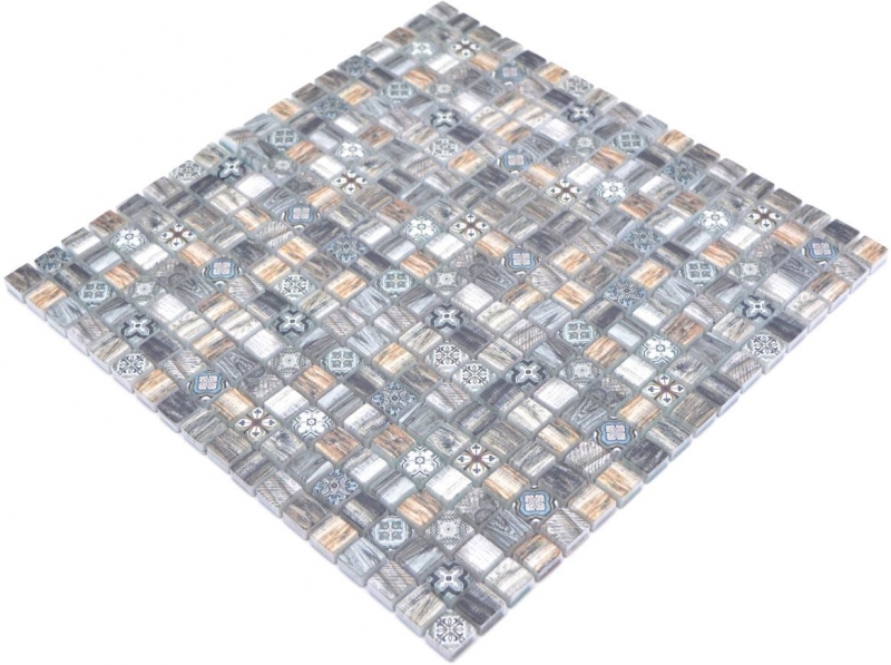 Carreaux de mosaïque Mosaïque de verre Retro wood brun foncé mur salle de bain cuisine MOS78-W99_f