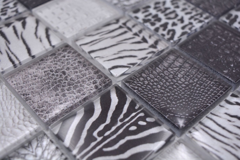 Carreaux de mosaïque Mosaïque de verre Forest noir mur salle de bain cuisine MOS78-W28_f