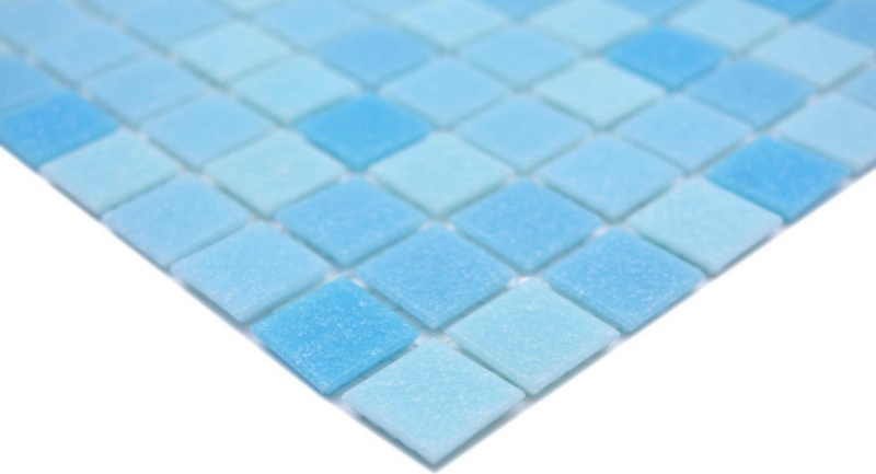 Échantillon manuel Carreau de mosaïque Mosaïque de verre Classic Mix verre mix bleu clair 4F collé sur papier Mosaïque de piscine MOS210-PA331_m