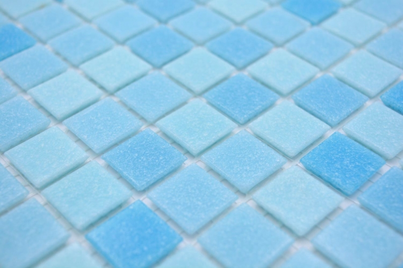 Échantillon manuel Carreau de mosaïque Mosaïque de verre Classic Mix verre mix bleu clair 4F collé sur papier Mosaïque de piscine MOS210-PA331_m