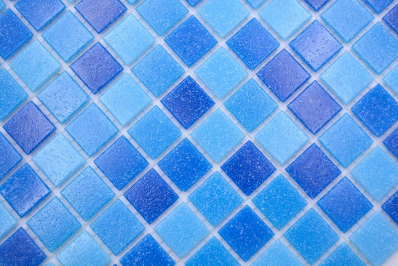 Échantillon manuel Carreau de mosaïque Mosaïque de verre Classic Mix verre mix bleu 4F collé sur papier Mosaïque de piscine MOS210-PA335_m