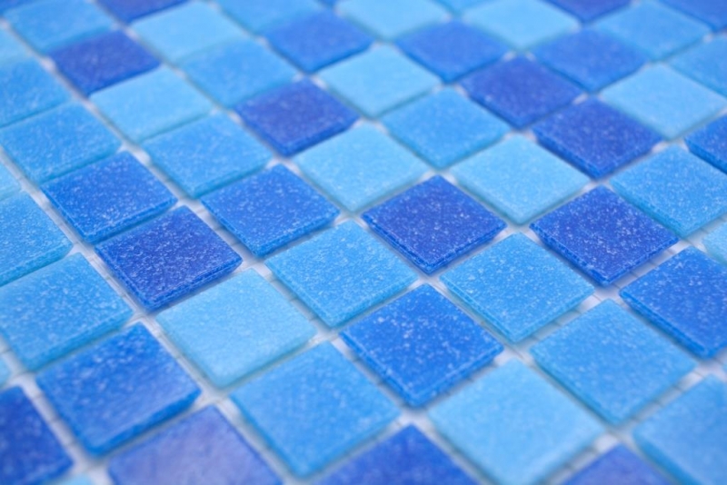Échantillon manuel Carreau de mosaïque Mosaïque de verre Classic Mix verre mix bleu 4F collé sur papier Mosaïque de piscine MOS210-PA335_m
