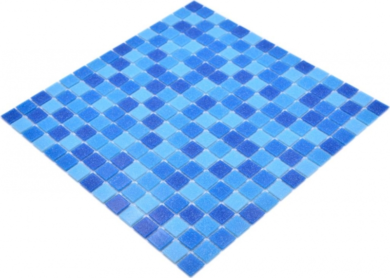 Échantillon manuel Carreau de mosaïque Mosaïque de verre Classic Mix verre mix bleu 4F collé sur papier Mosaïque de piscine MOS210-PA335_m