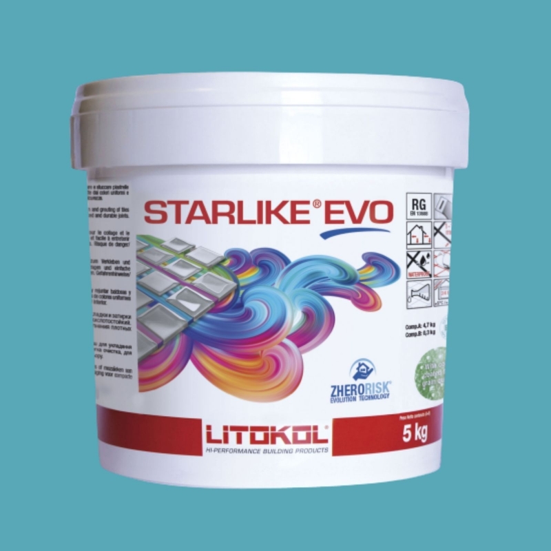 Litokol STARLIKE EVO 320 AZZURRO CARAIBI azzurro bleu III colle époxy joint seau de 5kg