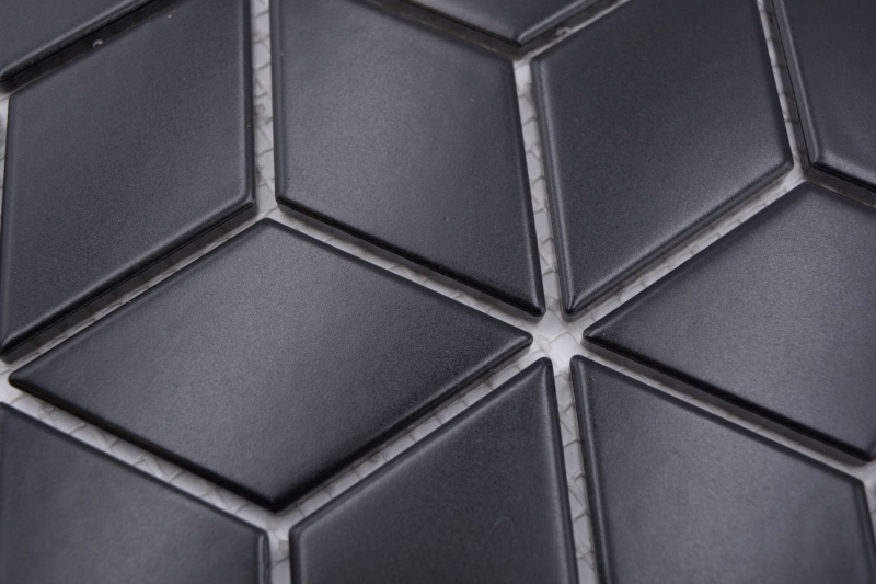 Motif manuel Carreau de mosaïque Céramique Combi 3D Cube uni noir mat Salle de bains Cuisine Mur MOS13-POV5_m