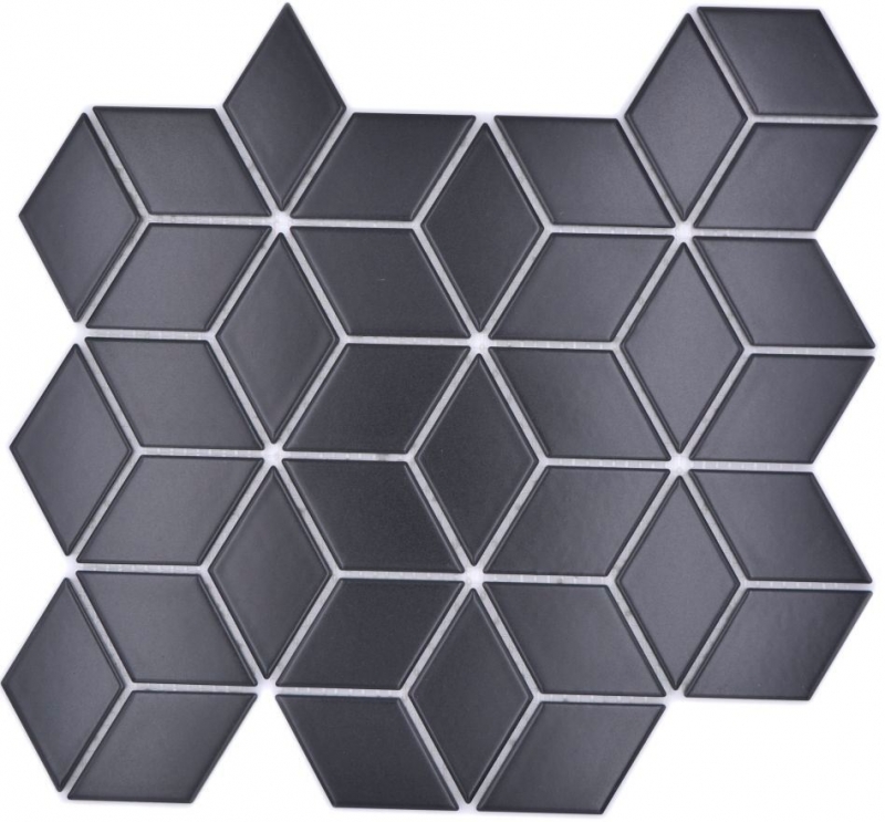 Motif manuel Carreau de mosaïque Céramique Combi 3D Cube uni noir mat Salle de bains Cuisine Mur MOS13-POV5_m
