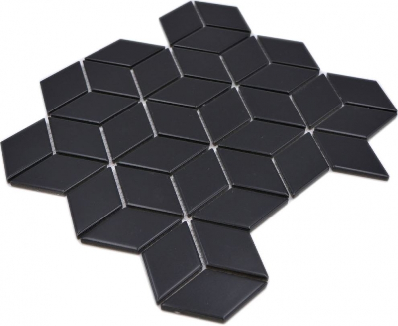 Motif manuel Carreau de mosaïque Céramique Combi 3D Cube uni noir mat Salle de bains Cuisine Mur MOS13-POV5_m