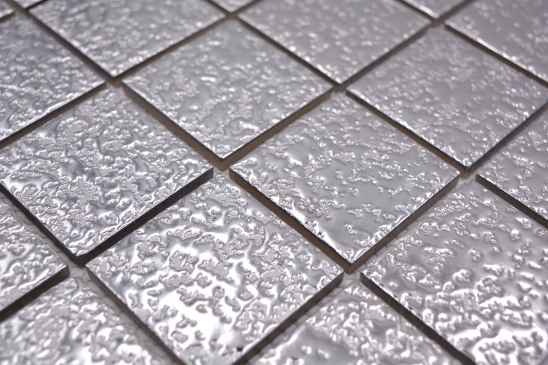 Motif manuel Carreau de mosaïque Céramique Mosaïque uni argent martelé Carrelage cuisine MOS16-0207_m
