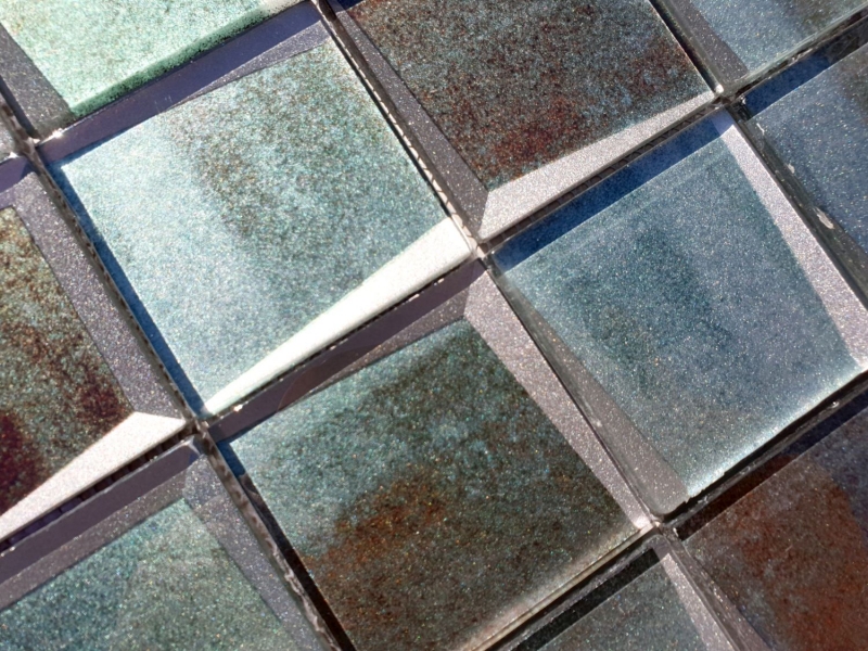 Échantillon manuel Carreau de mosaïque de verre Combi optique 3D vert mur cuisine carrelage MOS88-XB20_m