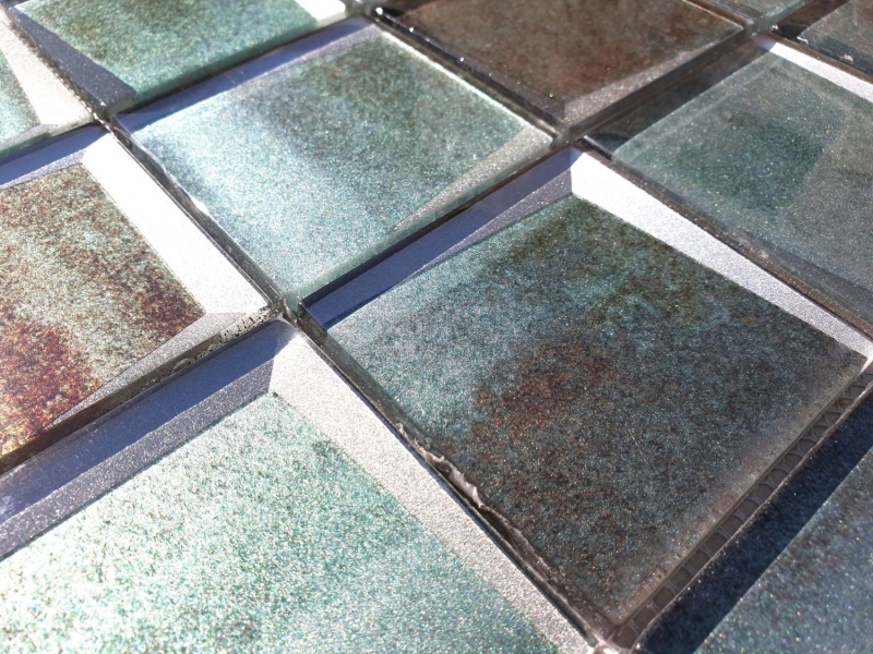 Échantillon manuel Carreau de mosaïque de verre Combi optique 3D vert mur cuisine carrelage MOS88-XB20_m
