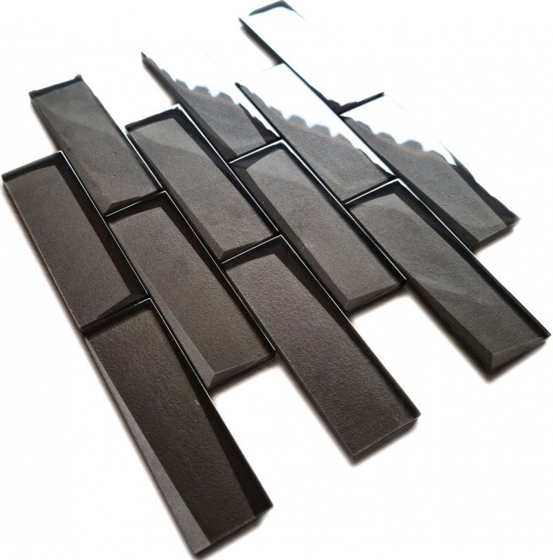 Échantillon manuel Carreau de mosaïque Mosaïque de verre Kombi optique 3D noir dosseret de cuisine Miroir de carrelage MOS88-MOS88-XB09_m