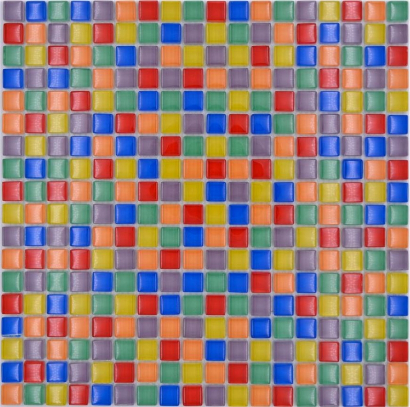 Motif main Carreau de mosaïque de verre Mix multicolore rouge bleu jaune vert Carrelage salle de bain MOS88-XC123_m