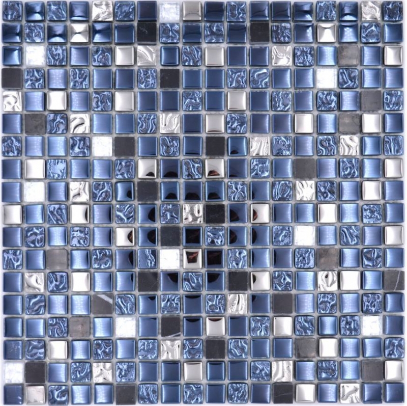 Échantillon manuel Carreau de mosaïque Verre Pierre naturelle Mosaïque pierre EP mix noir argent Fond de cuisine MOS92-660_m