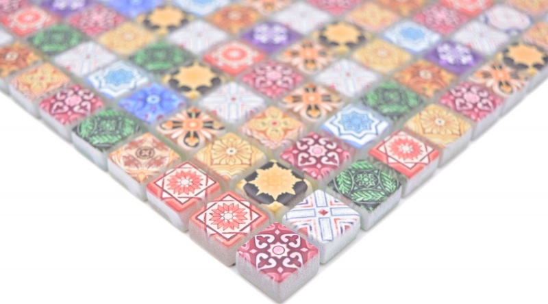 Motif manuel Carreau de mosaïque de verre Combi Retro Biscuit Color multicolore Miroir de carrelage salle de bain MOS78-RB83_m