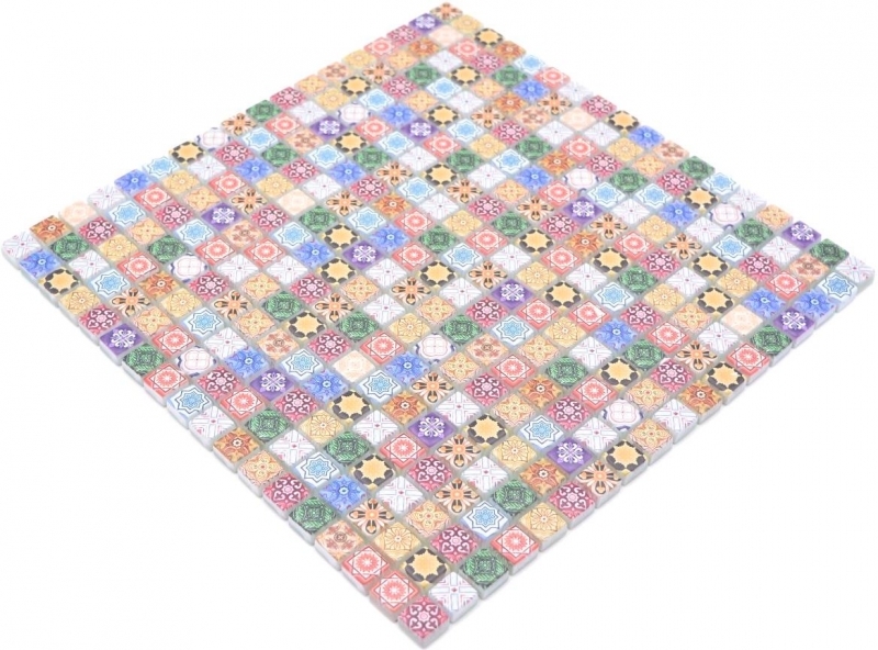 Motif manuel Carreau de mosaïque de verre Combi Retro Biscuit Color multicolore Miroir de carrelage salle de bain MOS78-RB83_m