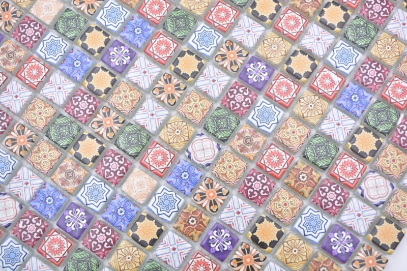 Mosaïque de verre Carreau de mosaïque Rétro Aspect ornemental marocain multicolore Carrelage salle de bain MOS78-RB83