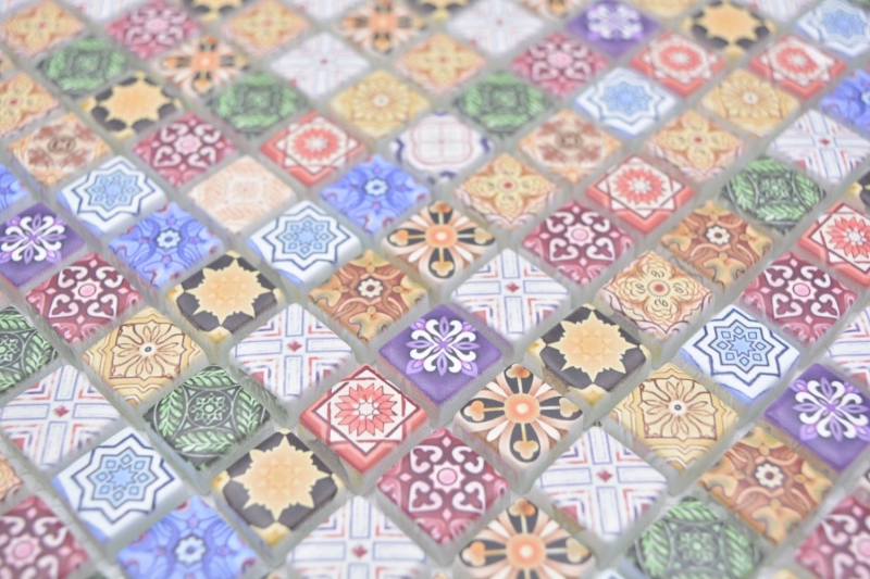 Mosaïque de verre Carreau de mosaïque Rétro Aspect ornemental marocain multicolore Carrelage salle de bain MOS78-RB83