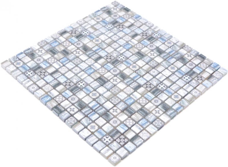 Échantillon manuel Carreau de mosaïque de verre Combi Retro wood gris bleu clair Carrelage salle de bain MOS78-W39_m