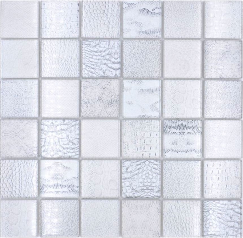 Échantillon manuel Carreau de mosaïque de verre Kombi Forest blanc Fond de cuisine Miroir de carrelage MOS78-W18_m