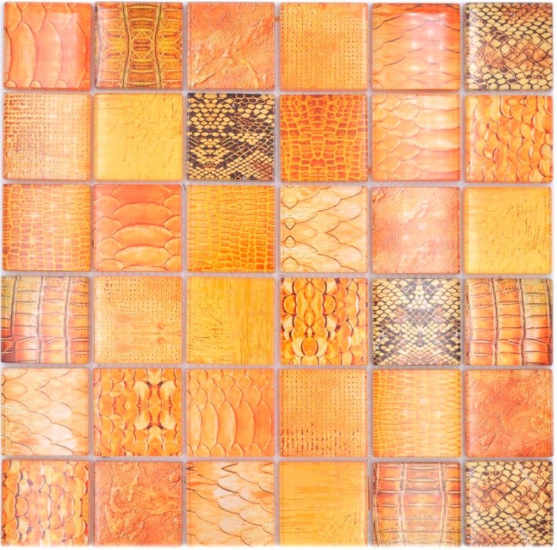 Échantillon manuel Carreau de mosaïque de verre Kombi Forest orange Cuisine Salle de bains Mur MOS78-W48_m