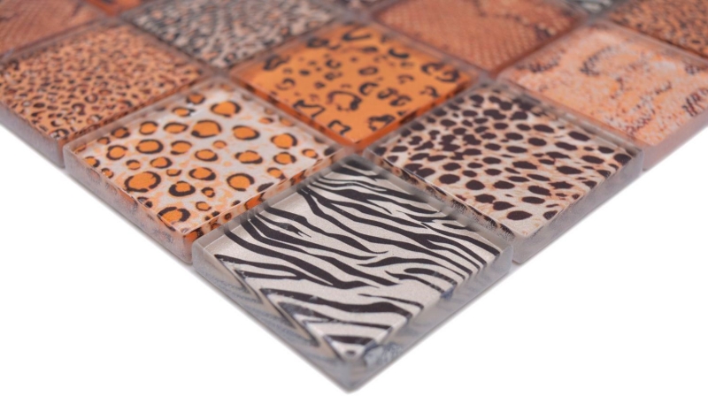 Motif manuel Carreau de mosaïque de verre Kombi Forest brun clair Miroir de carrelage mural MOS78-W58_m