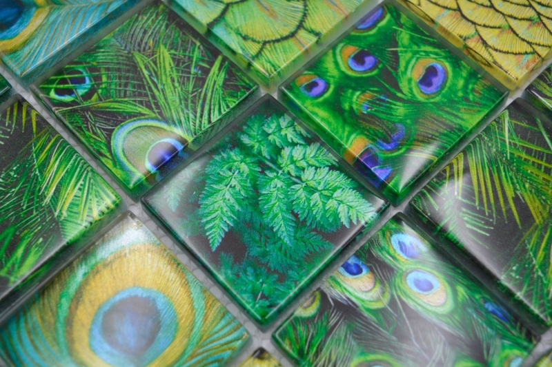 Échantillon manuel Carreau de mosaïque de verre Kombi Forest vert Fond de cuisine salle de bain MOS78-W88_m