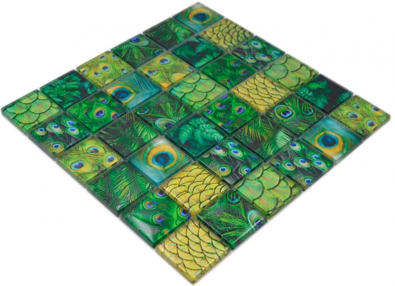 Échantillon manuel Carreau de mosaïque de verre Kombi Forest vert Fond de cuisine salle de bain MOS78-W88_m