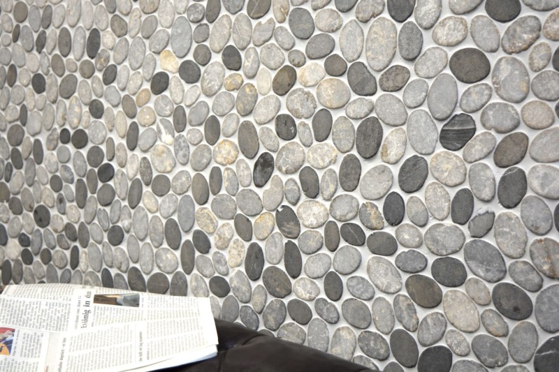 Échantillon manuel de carreaux de mosaïque Pierre naturelle Galets de rivière galets de pierre coupés ash gris carreaux MOS30-SANI_m
