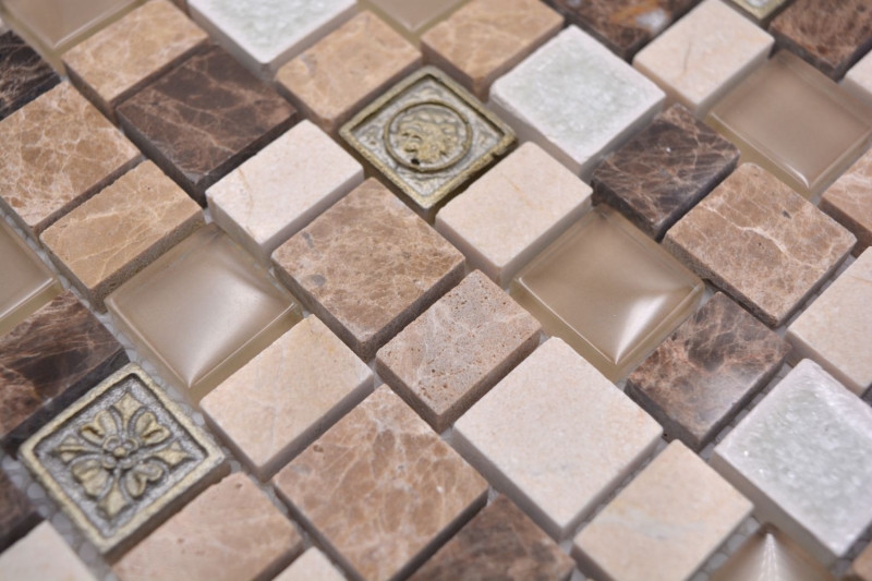 Motif à main Carreau de mosaïque Mosaïque composite Multiformat pierre Résine céramique mix emperador carreaux MOS85-2FD_m