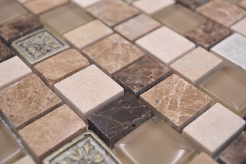 Motif à main Carreau de mosaïque Mosaïque composite Multiformat pierre Résine céramique mix emperador carreaux MOS85-2FD_m