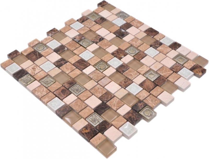 Motif à main Carreau de mosaïque Mosaïque composite Multiformat pierre Résine céramique mix emperador carreaux MOS85-2FD_m