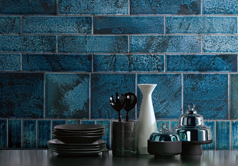 Carreau de mur Vintage Céramique vert bleu brillant Salle de bain Dos de cuisine MOS24-AIR04