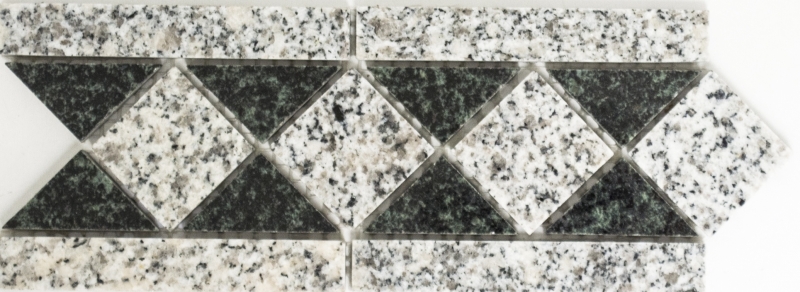 Mosaïque Bordure Borde Padang pierre naturelle grise noire 8x20 cm Article 860/BT