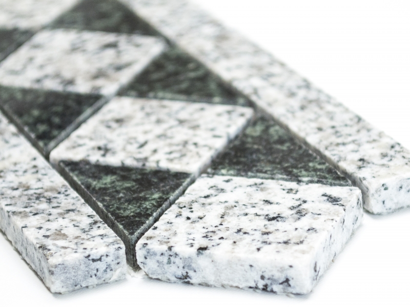 Mosaïque Bordure Borde Padang pierre naturelle grise noire 8x20 cm Article 860/BT