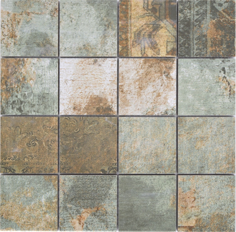 Mosaïque céramique grès cérame beige marron gris vert mat mur sol cuisine salle de bain douche MOS16-71CB