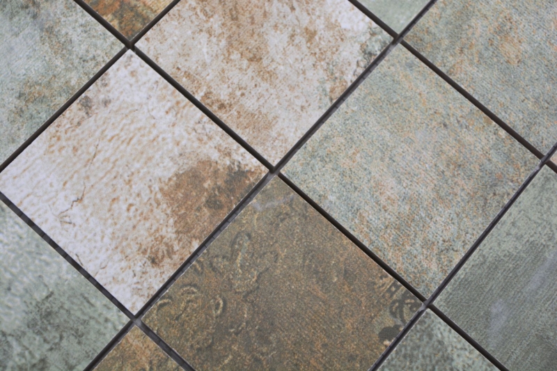 Mosaïque céramique grès cérame beige marron gris vert mat mur sol cuisine salle de bain douche MOS16-71CB